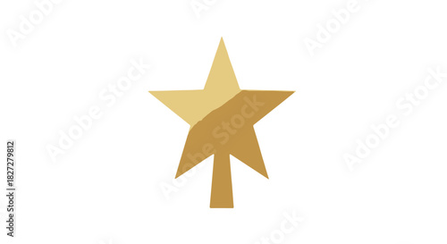 Minimalist golden star icon and Christmas tree topper design element for holiday marketing. isolated PNG with Transparent Background