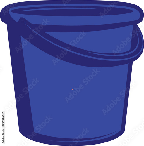 Illustration of a blue bucket with handle for containing water or cleaning supplies graphic design