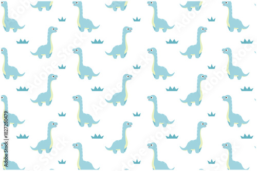 ブラキオサウルスと草原　パターン背景