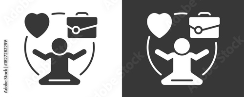 Work Life Balance Icon Set Vector Collection Isolated In Black And White