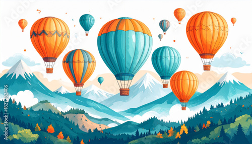 Cheerful Marker Hot Air Balloon Doodles for Children’s Fair Poster