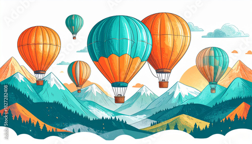 Cheerful Marker Hot Air Balloon Doodles for Children’s Fair Poster