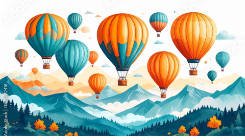 Cheerful Marker Hot Air Balloon Doodles for Children’s Fair Poster