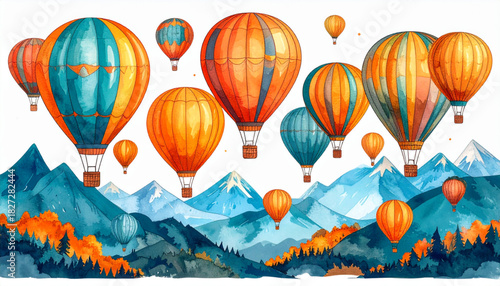 Cheerful Marker Hot Air Balloon Doodles for Children’s Fair Poster