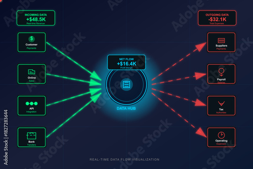 Business Data Flow - Incoming Revenue and Outgoing Expenses Visualization