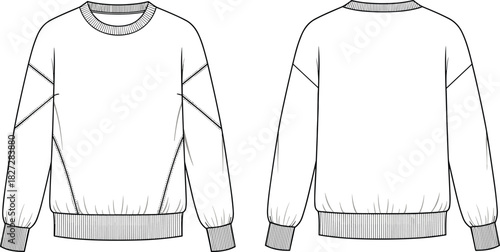 Here is a title and a comprehensive list of keywords for the provided technical fashion illustration (CAD drawing)