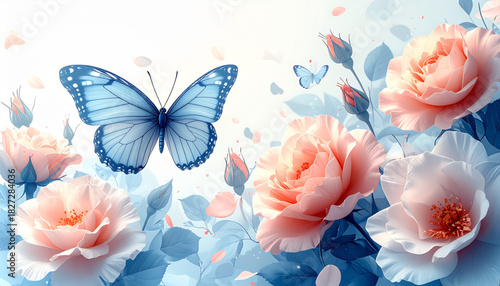 Elegant Pen Butterfly & Petal Doodles for Wedding Program