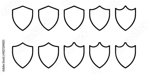 Security shield vector line icon set, Security shield outline symbol, badge outline