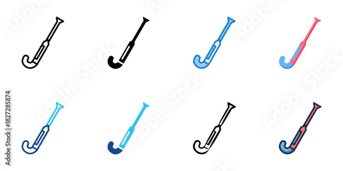 Field Hockey Stick icon set multiple style vector collection 
