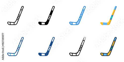 Ice Hockey Stick icon set multiple style vector collection 
