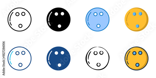 Bowling Ball icon set multiple style vector collection 

