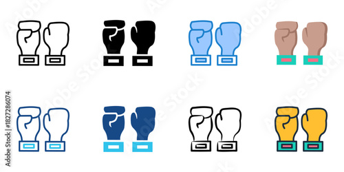 Boxing Gloves icon set multiple style vector collection 
