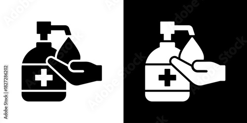 Hand Sanitizier Icon Vector Illustration. Flat Style Design Created For Creative Flexibility In Light And Dark Versions. 