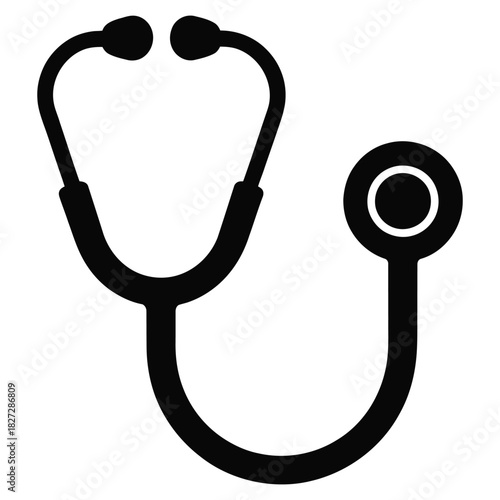 Black stethoscope isolated on, a medical instrument