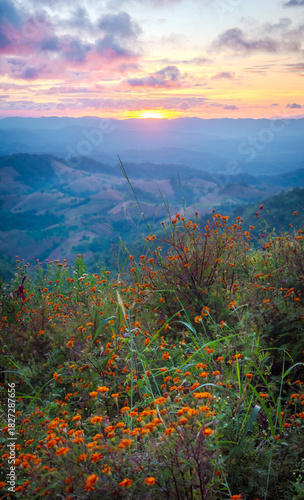 Evening Sky Mountains, Beautiful View, Tak Province, Thailand vol3
