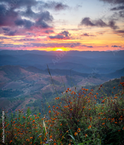 Evening Sky Mountains, Beautiful View, Tak Province, Thailand vol4