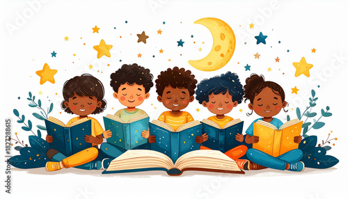 Hand-Drawn Crayon Kids Reading Doodles for Literacy Flyer