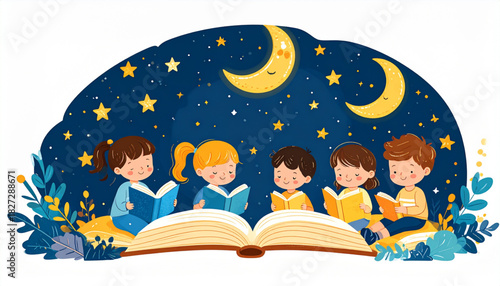 Hand-Drawn Crayon Kids Reading Doodles for Literacy Flyer