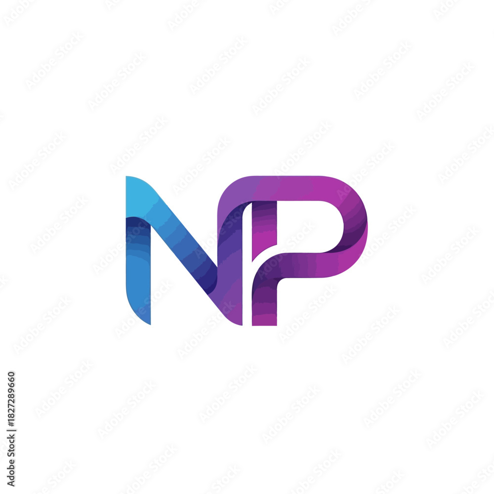 Fototapeta premium Colorful NP logo design with gradient effect on white background.