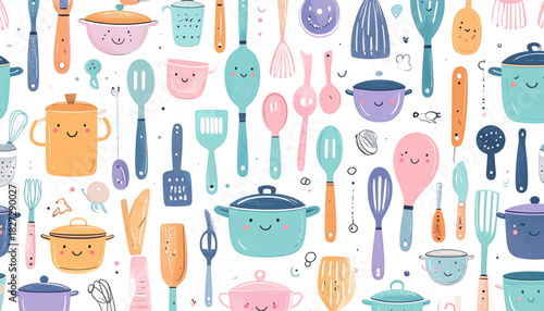 Quirky Crayon Kitchen Utensil Doodles for Cooking Class Flyer
