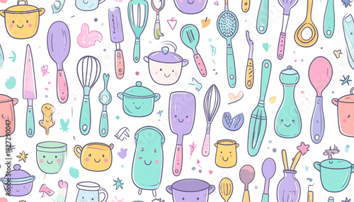 Quirky Crayon Kitchen Utensil Doodles for Cooking Class Flyer