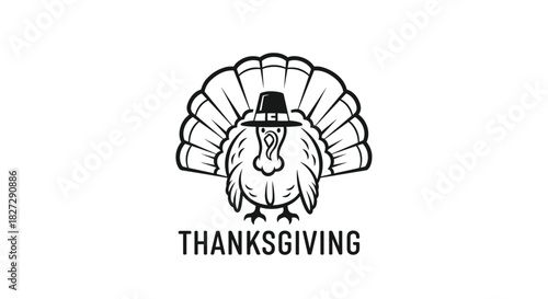 Celebrate with this charming Thanksgiving turkey wearing a pilgrim hat, perfect for holiday invitations, festive decorations, and autumnal promotions