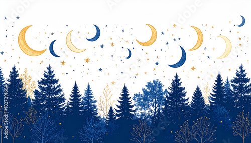 Minimal Pencil Star & Moon Doodles for Meditation App Homepage