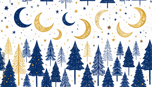 Minimal Pencil Star & Moon Doodles for Meditation App Homepage