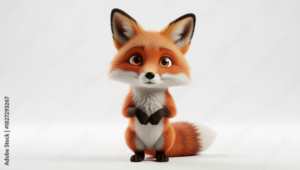 Fototapeta premium Cute fox standing with clasped paws