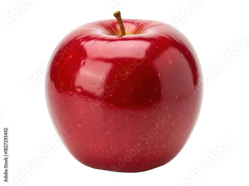 Fresh red apple whole glossy surface isolated on clean white background