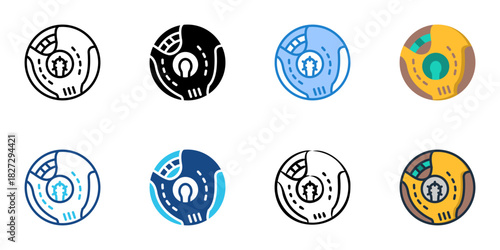 Catcher's Mitt icon set multiple style vector collection 
