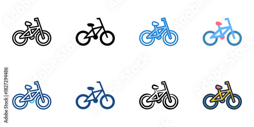 Bicycle icon set multiple style vector collection 
