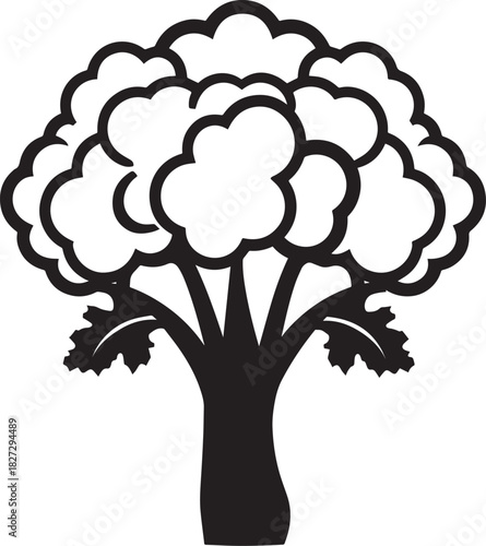 Cauliflower icon clean simple silhouette