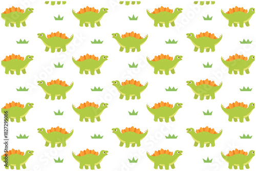 ステゴサウルスと草原　パターン背景