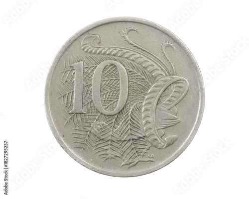 Australia ten cents coin on white isolated background
