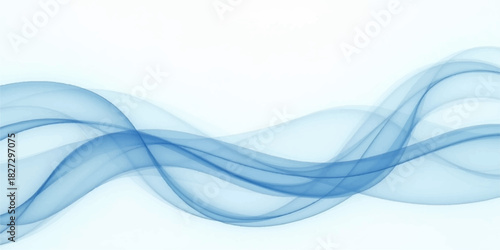 Abstract blue wave vector background illustration with flowing curve lines, smoke shape, light effect, and dynamic pattern