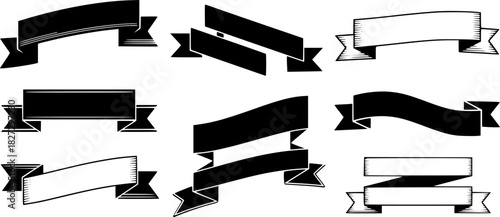 pointed edge ribbon banner collection with vintage
