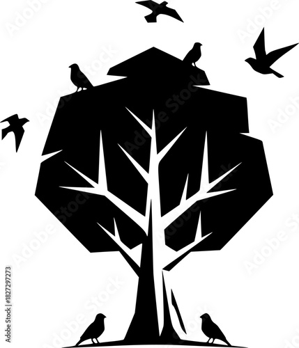 tree with birds
