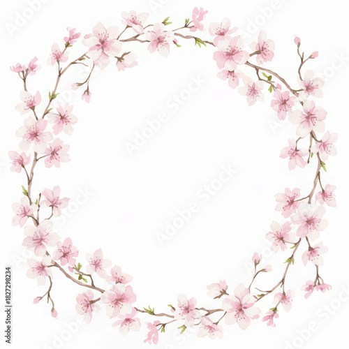 Elegant Sakura Floral Frame Watercolor Collection