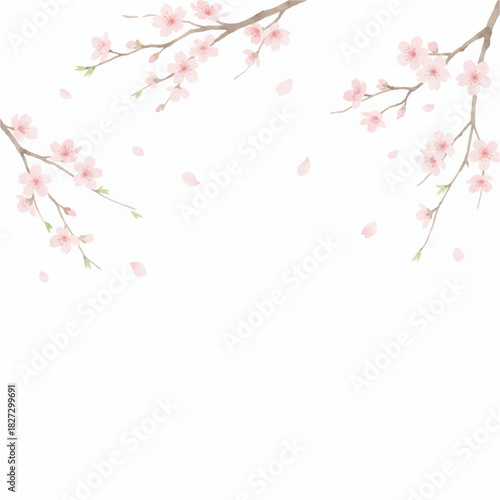 Elegant Sakura Floral Frame Watercolor Collection