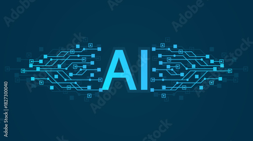 Artificial Intelligence Logo, Icon. Vector symbol AI, deep learning blockchain neural network concept. Machine learning, artificial intelligence, ai