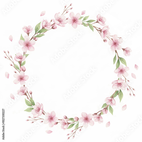 Elegant Sakura Floral Frame Watercolor Collection