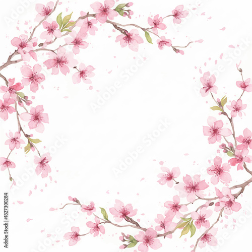 Elegant Sakura Floral Frame Watercolor Collection