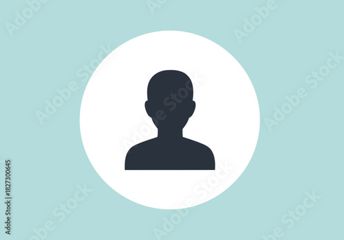 Simple silhouette icon representing a generic user profile or person avatar inside a white circle on a light blue background