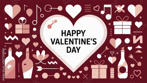 Modern Valentine's Day Design Romantic Hearts, Gifts, and Celebratory Elements for Your Projects