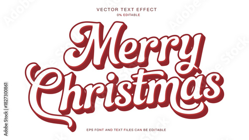 modern festive 3d Christmas lettering, editable text effect vector 