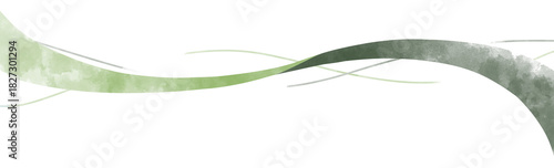 波や風を想起させるライン水彩素材緑色