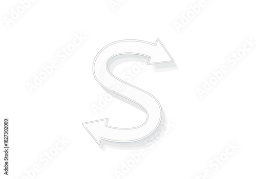 White letter s shape made of two opposing arrows forming a curved path