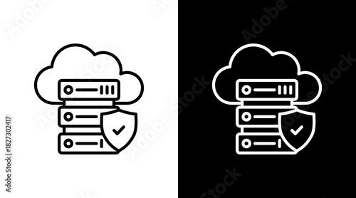 Cloud Server With Icon Set Design
