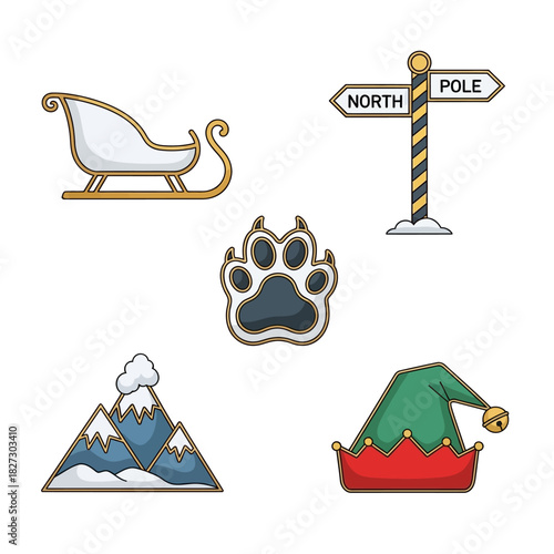 North Pole Adventure Christmas Icon Set